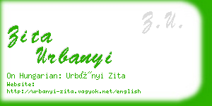 zita urbanyi business card